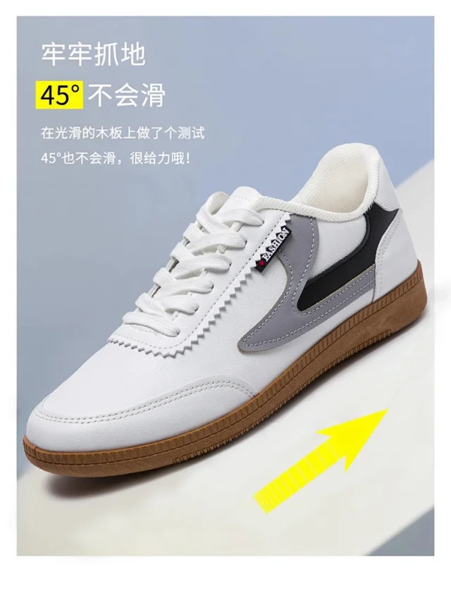 Men's 2025 Leather Sneakers White Canvas Breathable Detail