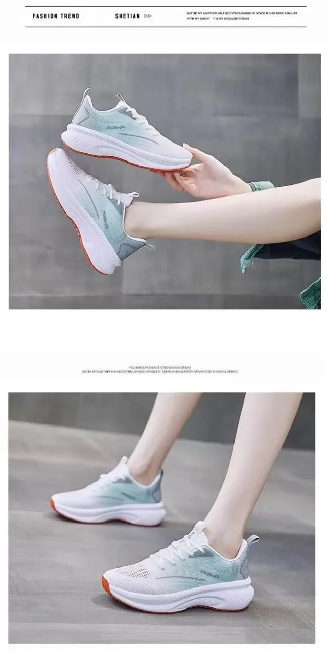 Women's Chunky White Mesh Sneakers Detail