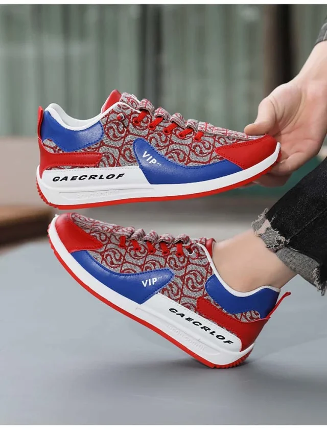 Men's Bear Canvas Viral Comfort Sole Patchwork Sneakers Detail
