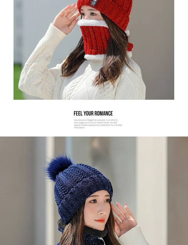 Women's Korean Fleece Knit Winter Beanie Detail