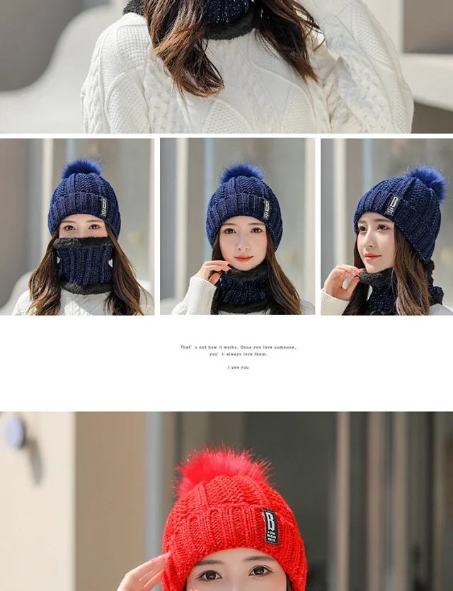 Women's Korean Fleece Knit Winter Beanie Detail
