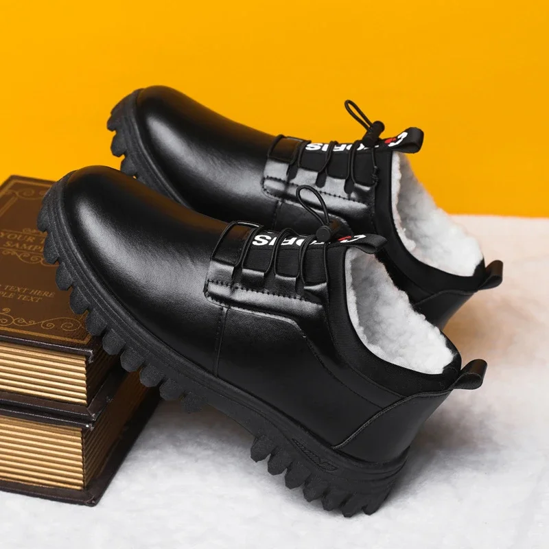 Men's Fleece-Lined Leather Snow Boots