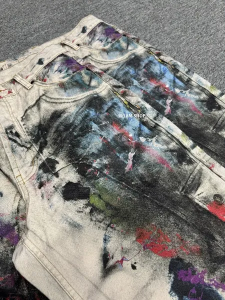 Design Paint-Splatter Cargo Jeans Multicolor Jeans - 5