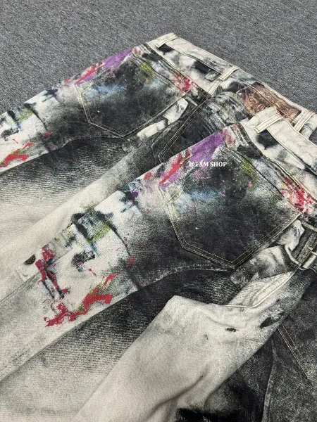 Design Paint-Splatter Cargo Jeans Multicolor Jeans - 7