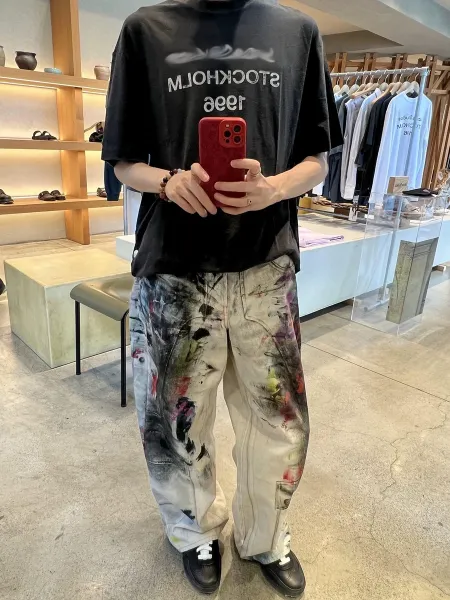 Design Paint-Splatter Cargo Jeans Multicolor Jeans - 11