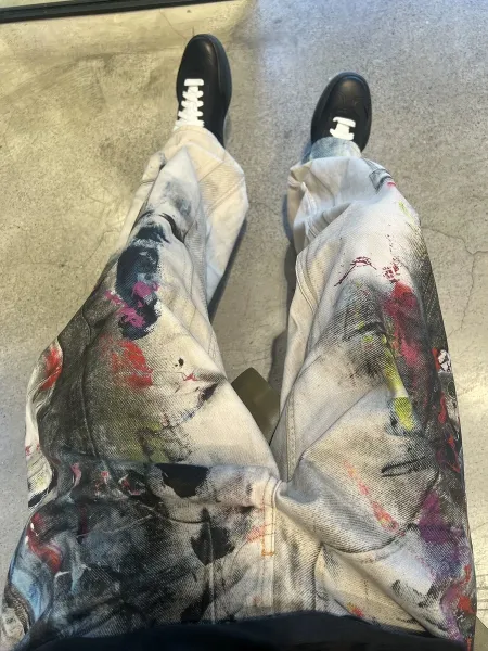 Design Paint-Splatter Cargo Jeans Multicolor Jeans - 17