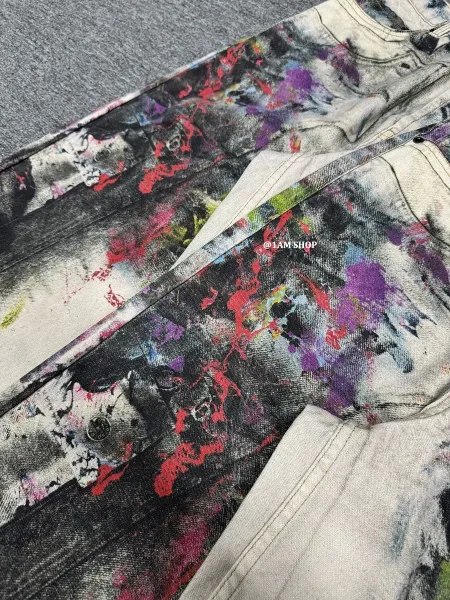 Design Paint-Splatter Cargo Jeans Multicolor Jeans - 4