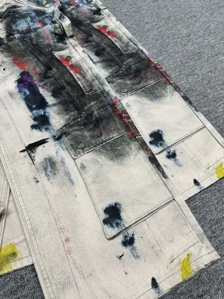 Design Paint-Splatter Cargo Jeans Multicolor Jeans - 6