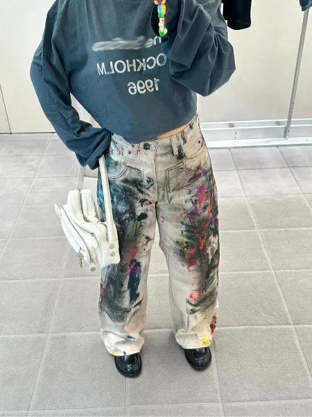Design Paint-Splatter Cargo Jeans Multicolor Jeans - 16
