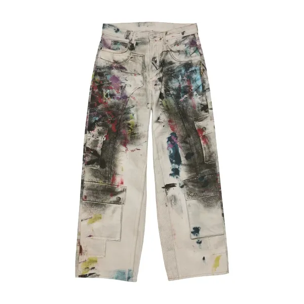 Design Paint-Splatter Cargo Jeans Multicolor Jeans - 1