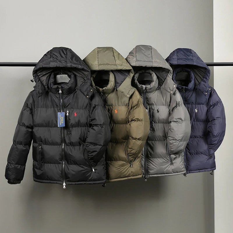 2569# Ralph Lauren Couple Winter Heavyweight Hooded Coat with Embroidered Polo Pony Padded Jacket
