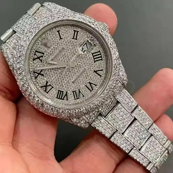 2026 Cross-border Dunhuang AliExpress Independent Store Hot-Selling Full Diamond Rolex Style Cartier Style AP Style Men's Quartz Watch