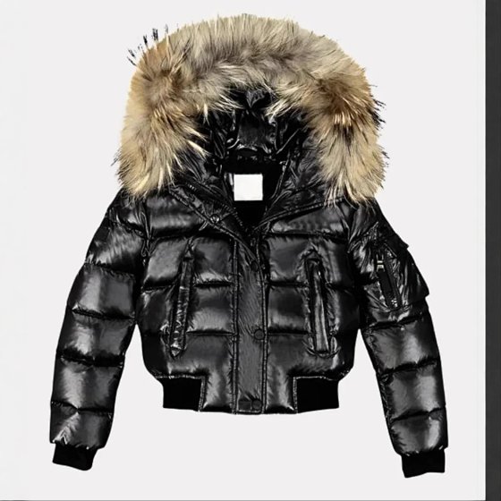 2025 New Women's Short Thick Winter Quilted Puffer Jacket with Shiny Finish, Faux Fur Collar, and Zipper