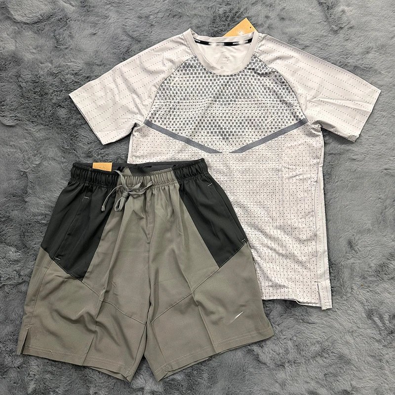 Nike Shirts Short-Sleeve Patterned Running Shirt — T900 gray 7508 gray