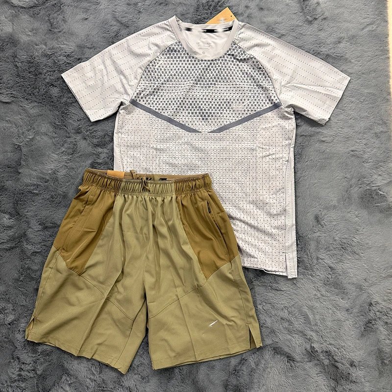 Nike Shirts Short-Sleeve Patterned Running Shirt — T900 gray 7508 card