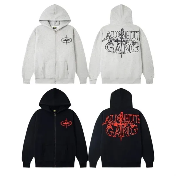 Off-White Hoodie Gray Zip-Up Hoodie - 4