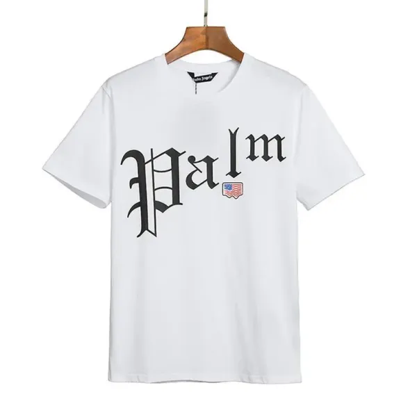 Palm Angels Distressed Logo Print Beige T-Shirt - 27
