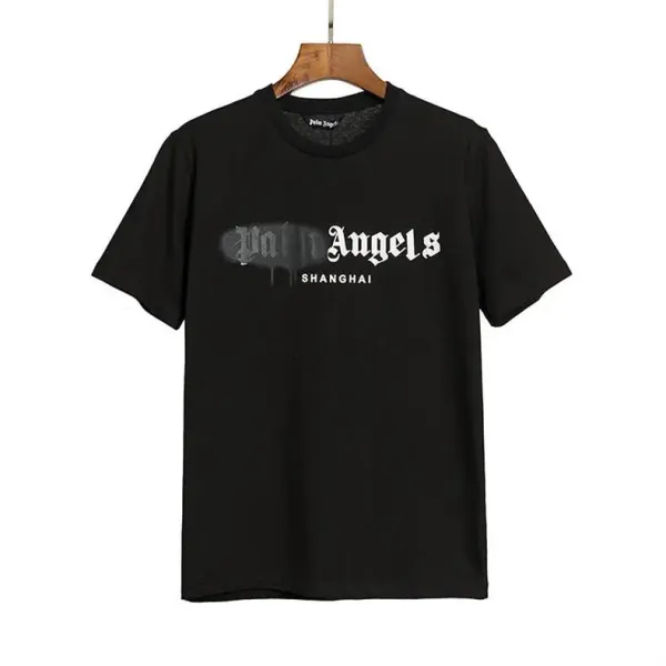 Palm Angels Distressed Logo Print Beige T-Shirt - 23