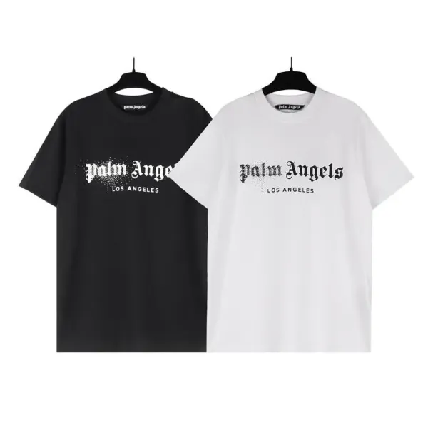 Palm Angels Distressed Logo Print Beige T-Shirt - 13