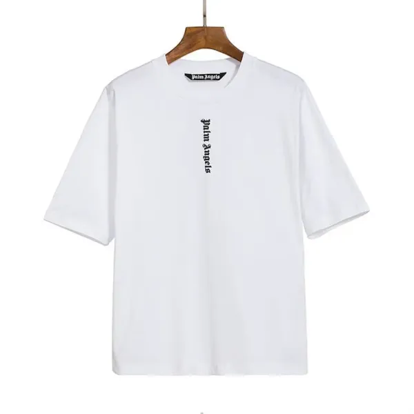 Palm Angels Distressed Logo Print Beige T-Shirt - 37