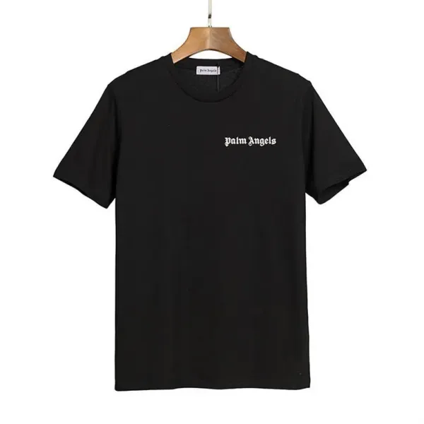 Palm Angels Distressed Logo Print Beige T-Shirt - 24