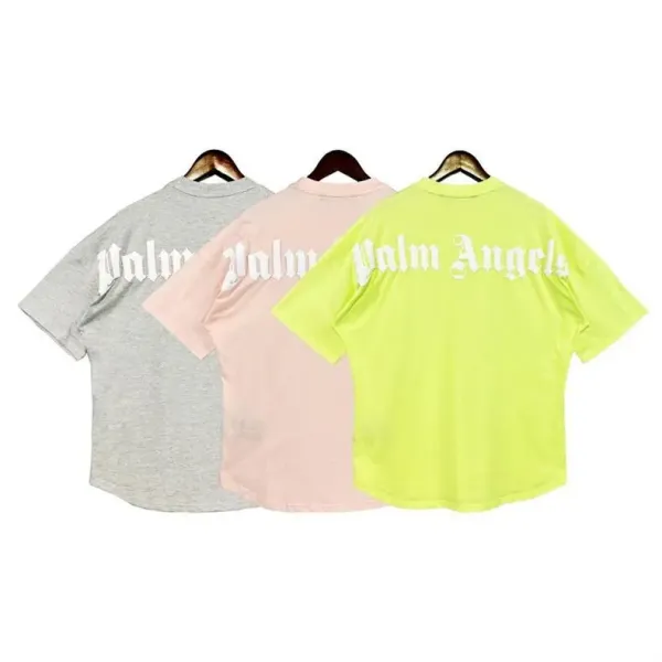 Palm Angels Distressed Logo Print Beige T-Shirt - 11