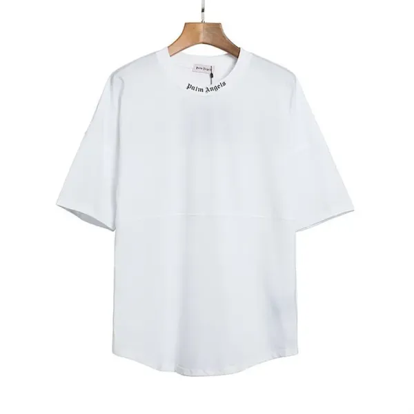 Palm Angels Distressed Logo Print Beige T-Shirt - 18