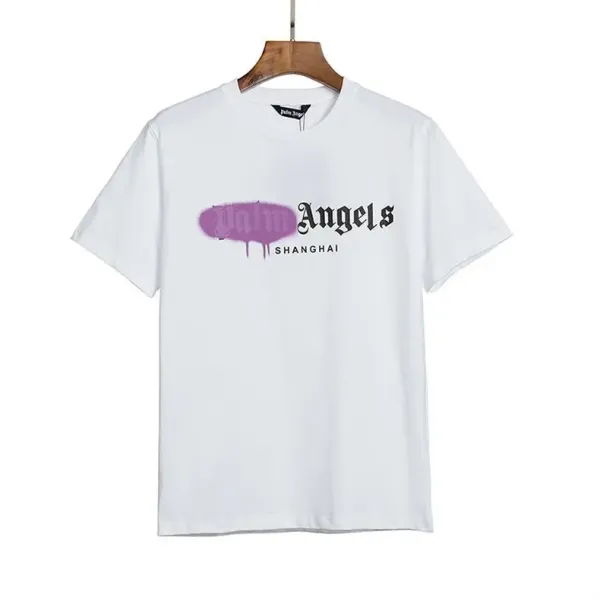 Palm Angels Distressed Logo Print Beige T-Shirt - 22
