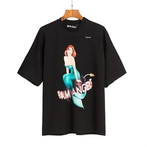Palm Angels Distressed Logo Print Beige T-Shirt - 30