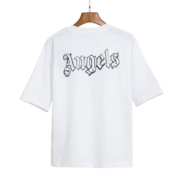 Palm Angels Distressed Logo Print Beige T-Shirt - 33