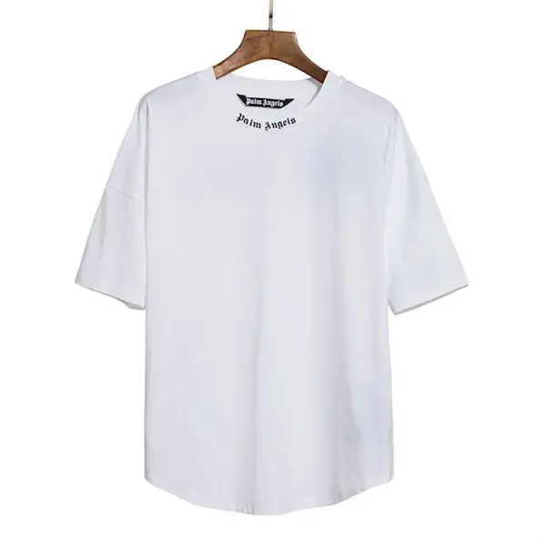 Palm Angels Distressed Logo Print Beige T-Shirt - 45