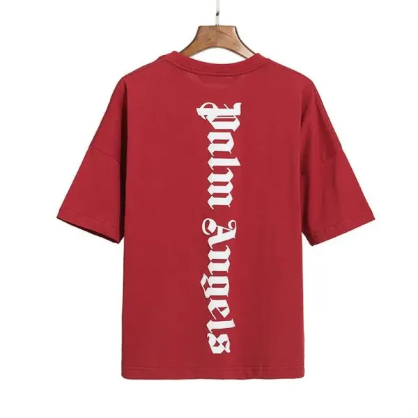 Palm Angels Distressed Logo Print Beige T-Shirt - 44