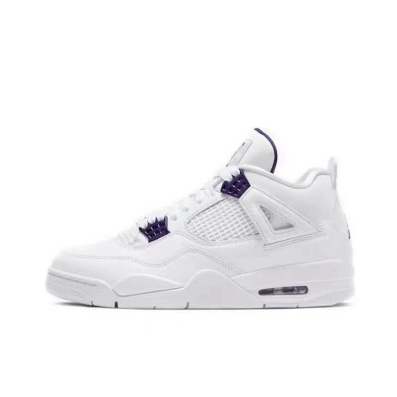 AJ4 white purple buckle