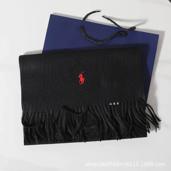 Polo Ralph Lauren Embroidered Cashmere Scarf Beige Scarves - 14
