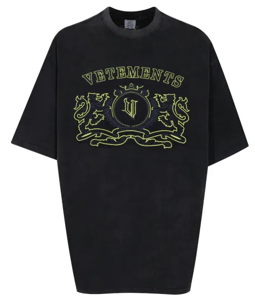 Vetements Crest Logo Oversized T-Shirt Black - 1