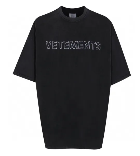 Vetements Outline Logo Black Oversized T-Shirt - 1