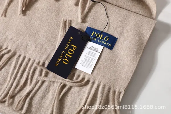 Polo Ralph Lauren Embroidered Cashmere Scarf Beige Scarves - 4
