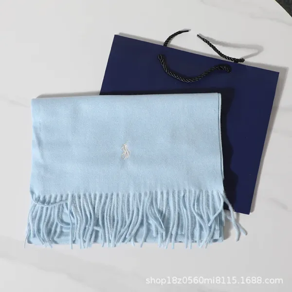 Polo Ralph Lauren Embroidered Cashmere Scarf Beige Scarves - 11