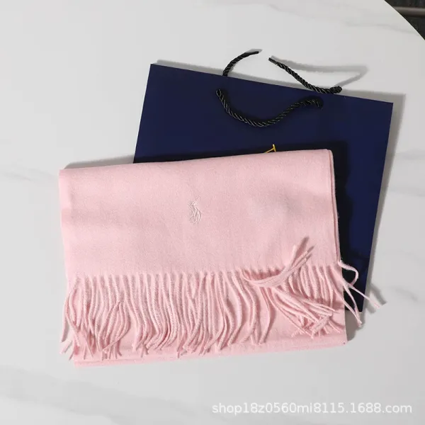 Polo Ralph Lauren Embroidered Cashmere Scarf Beige Scarves - 12