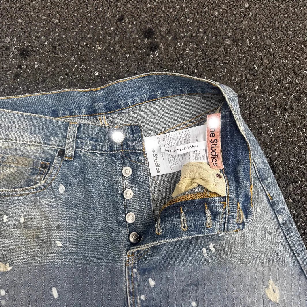 Distressed Light Blue Wide Leg Denim Jeans