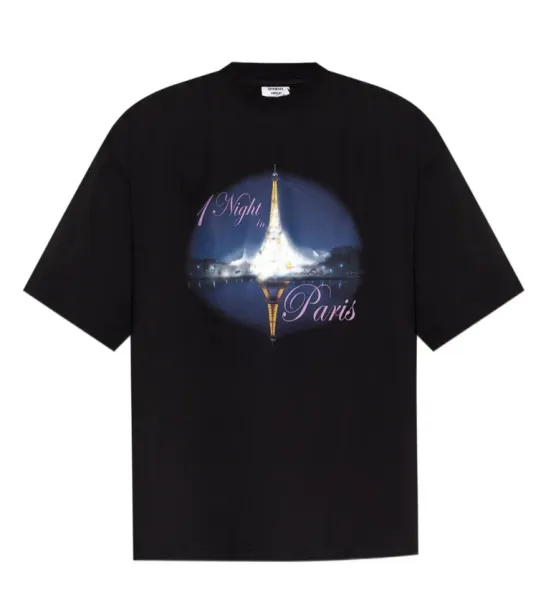 Off-White '1 Night in Paris' Graphic Black T-Shirt - 1