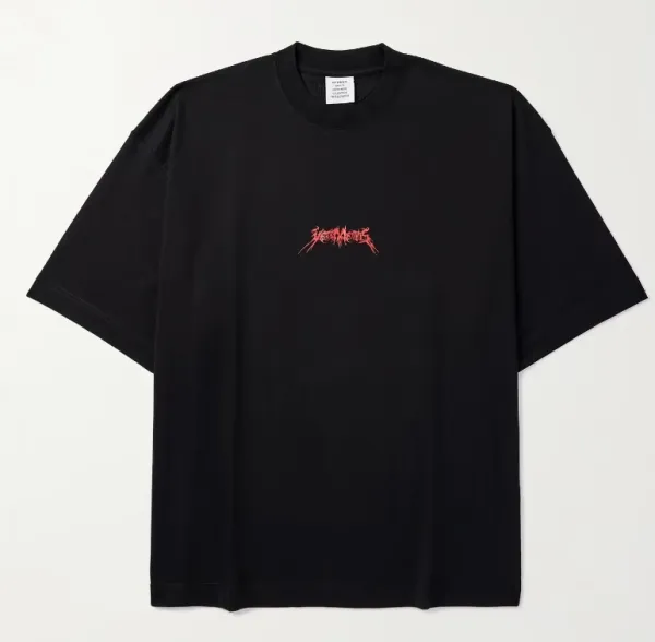 Vetements x Hellstar Logo Embroidered Black Oversized T-Shirt - 1