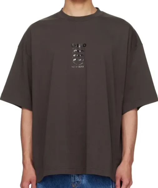 Vetements Shield Logo Oversized T-Shirt Brown - 1