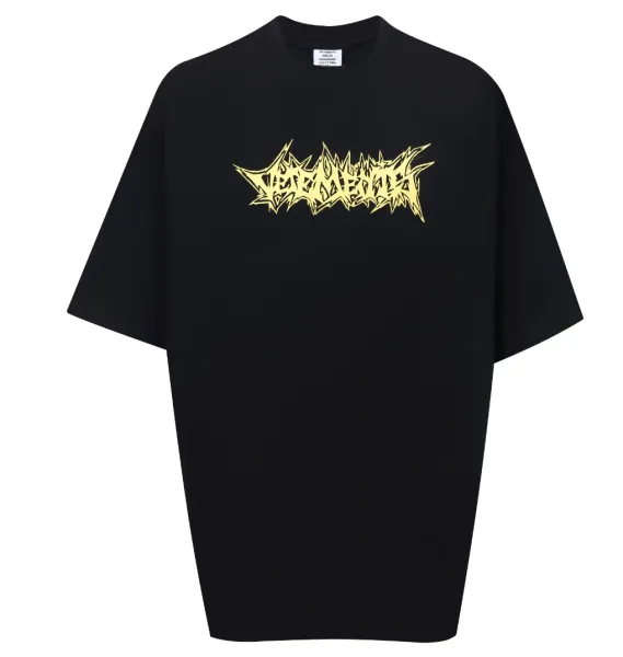 Vetements Distorted Logo Black Oversized T-Shirt - 1