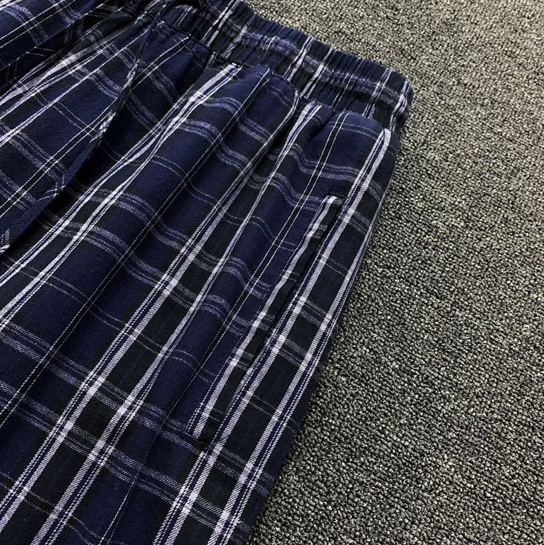 Design Plaid Wide-Leg Pajama Pants Navy Sleepwear product detail 9 in Litbuy spreadsheet finds