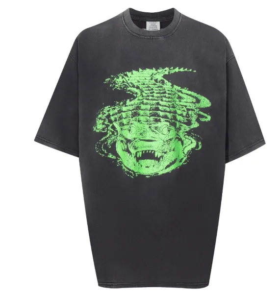 Design Crocodile Graphic Oversized T-Shirt Black - 1