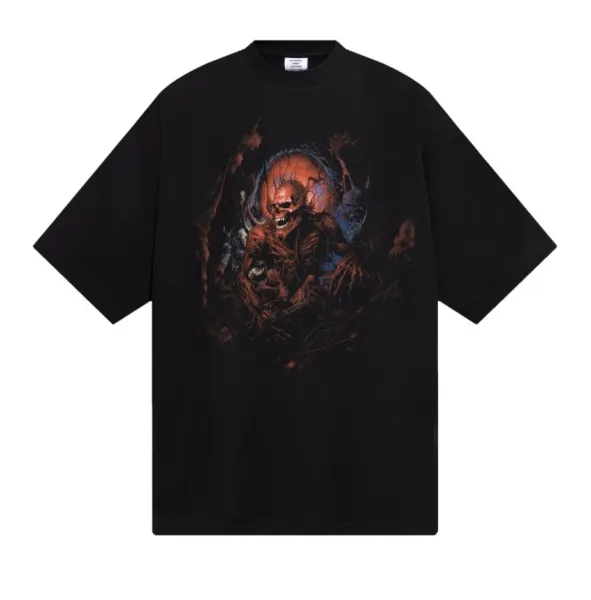 Design Skull Graphic Oversized Black T-Shirt - 1