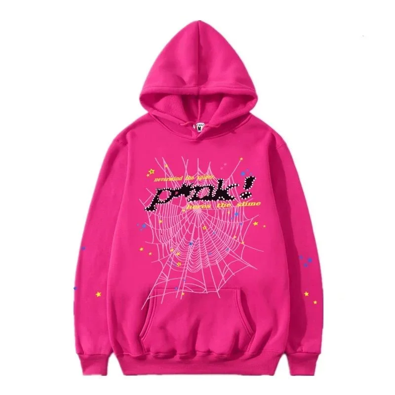 Sp5der Web-Pattern Lettering Hoodie