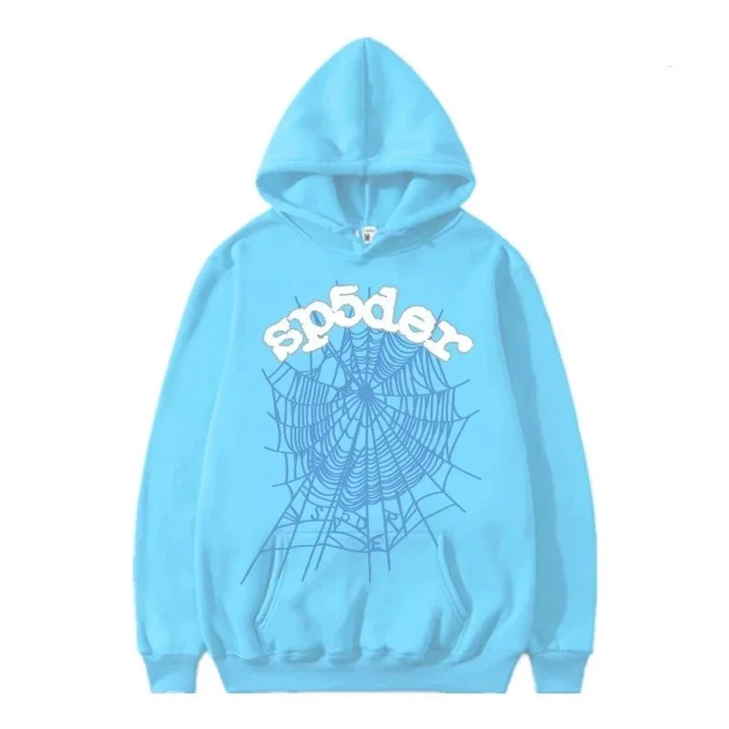 Sp5der Web-Pattern Lettering Hoodie