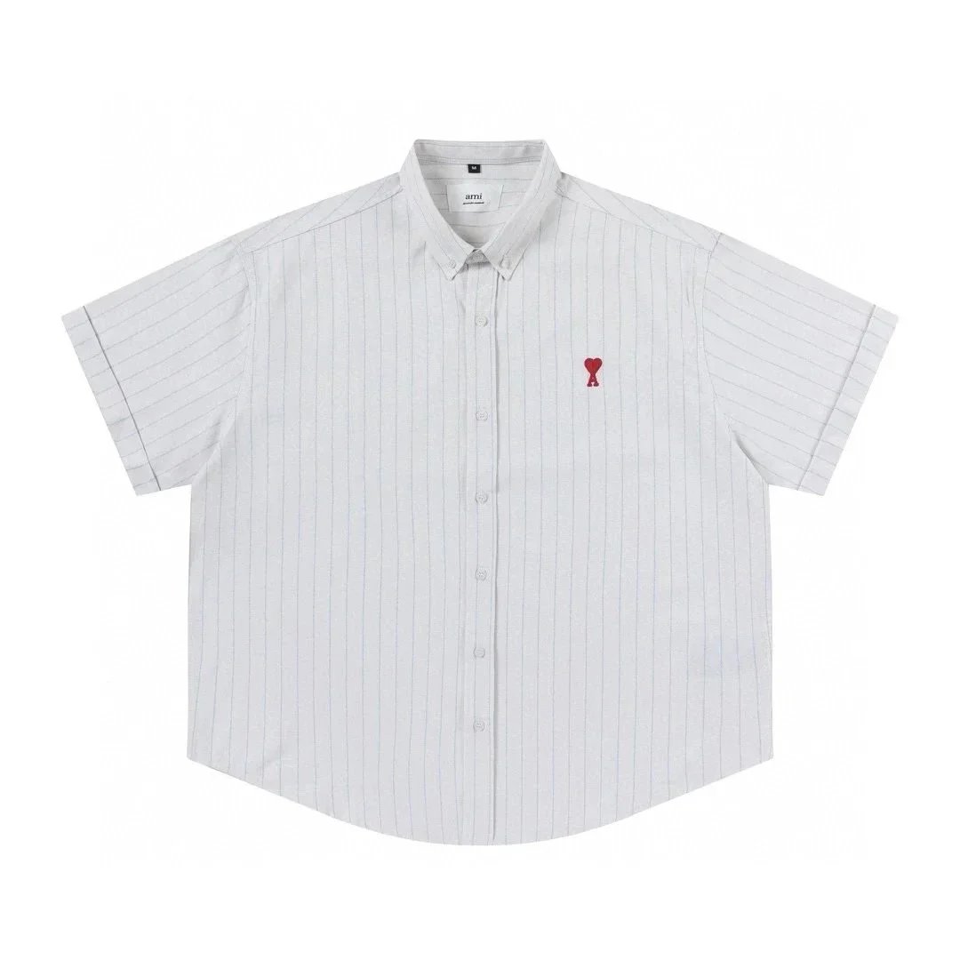 Ami Paris Boxy-Striped Polo